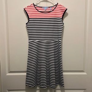 Draper James Striped Dress in Orange, Navy & White